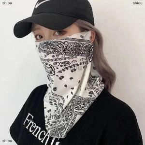 [COD] shiou The New Summer Sun Mask Men And Women Hanging Ears Anti-Ultraviolet Half-Face Neck Protection Driving Ice Silk Mask Face Yarn Thin Section