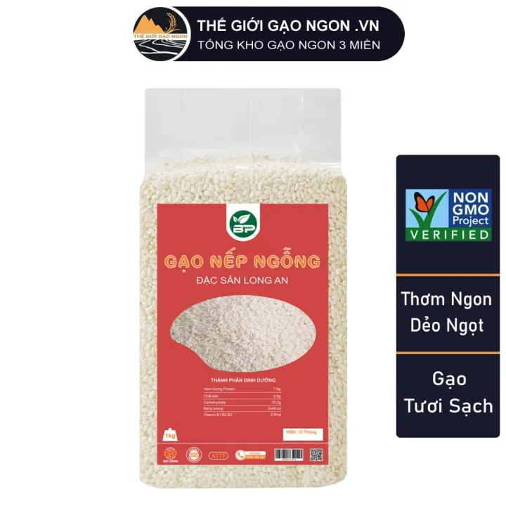 Gạo Nếp Ngỗng - Túi 1kg - Đặc Sản Long An - Hương vị thơm ngon đặc trưng