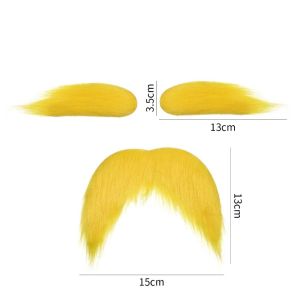 SHUBA Yellow Color Fake Beard Self Adhesive Pack Of Three Mustaches Set Decorative Supplies Lightweight Cosplay Outfit Accessories Festival Party