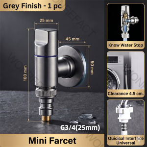 Mounted Bib Tap Space Saving Wall For HDB Service Yard Rustproof Chrome Finish Solid Brass Core Washing Machine Tap