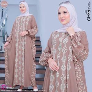 BISA COD GAMIS KAFTAN JUMBO LONGDRESS OVERSIZE MOTIF GITHA VOL 5 BAJU MUSLIM BUSUI RAYON BY BATIK ISROWIYAH