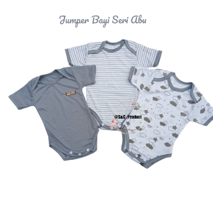 3 pcs  Jumper Bayi Baru Lahir Seri Abu / Seri coksu 0-6 bulan