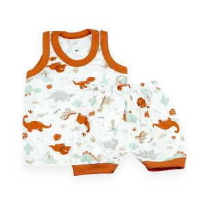 Setelan Baju Kutung Celana Pendek Bayi Print Dino Fiyeli Baby Matching Set Fullprint