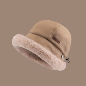 WATER Windproof Velvet Panama Hat Soft Wide Brim Winter Fisherman Hat Cute Thickened Warm Cap Woman