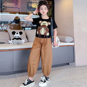 Setelan Crop Anak Perempuan Browny Bear Import COD (ZH-DGP151)