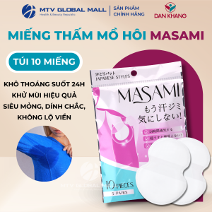 Miếng Dán Thấm Mồ Hôi Nách Masami Dân Khang Túi 10 Miếng - Loại Bỏ Mùi Hôi Nách Giữ Áo Khô Ráo Thoáng Mát