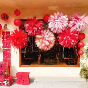 [TRỌN BỘ] Set Cây Lau Pháo Hoa 50 Cành (Kèm Trụ/Dây Treo) - Decor Tết Khai Trương Sang Trọng