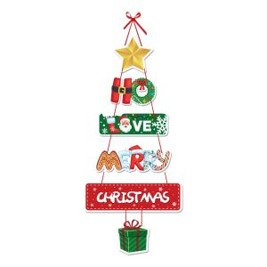 MILAN Cartoon Christmas Door Hanging Banner Santa Claus Paper Xmas Tree Hanging Ornament Party Supplies DIY Santa Claus Door Curtain Home Christmas Decor