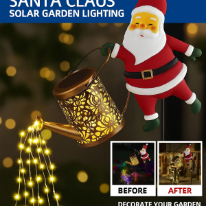 New Santa Claus Solar-Powered Luminous Water Bottle Light Christmas Hollowed-Out LED Light Kettle Outdoor Waterproof Lantern Decoration