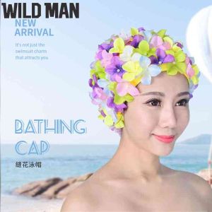 3D Flower Swimming Cap Brocade Women Swim Pool Hat Breathable Soft Long Hair Swimming Bath Cap Ear Protection Comfortable Pool Accesories