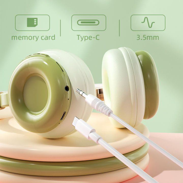 New%20Overhead%20headphone%20girl%20kids%20Bluetooth%20Wireless%20With%20Microphone%20Earphones%20long%20battery%20bluetooth%205.2%20Support%20TF%20Card%20Extra%20Bass%20Gaming%20Noise%20Canceg%20Folding%20Headset%20for%20IOS/Android/PC%20-%20Image%204