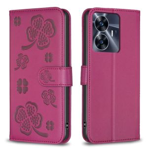 For OPPO Realme C55 C53 C35 C33 Phone Case Lucky Grass Magnetic Leather Wallet with Stand Card Slot Flip Case Casing