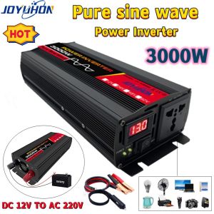 JOYUHON Pure Sine Wave  3000W Power Inverter Converter DC 12V to AC 220V with LCD Voltage Display and Universal socket for home car outdoors