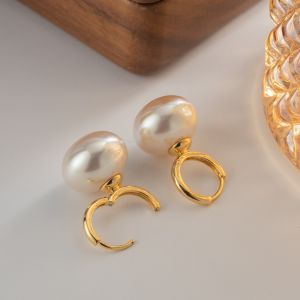 Light Luxury Pearl Earrings Retro Korean Fashion Oval Earring Earrings Jewelry for Women