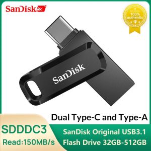SanDisk OTG Pen Drive Ultra Dual USB 3.2 Type-C Flash Drive 128GB 256GB 512GB Up to 400Mb/s Memory Flash Disk for iPhone 15
