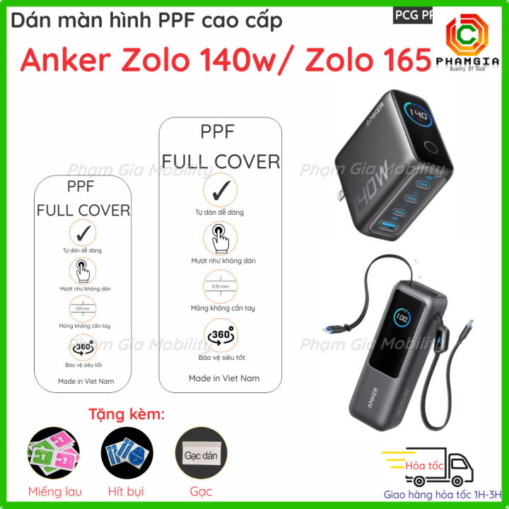 Dán PPF Củ sạc, Pin dự phòng Anker Zolo 140 100w 165w/ A121B/... loại ...