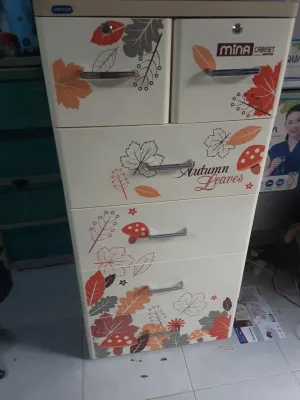 Tủ nhựa Mina Duy Tân 5 tầng 6 Ngăn kéo xanh dương hồng kemtrắng lá-Họa Tiết Ngẫu Nhiên nhựa việt nhật