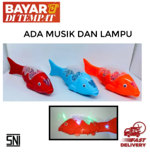 mainan ikan hiu berjalan musik baby shark bisa nyala jalan suara