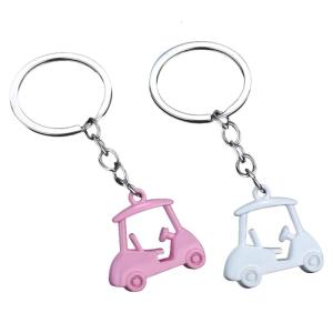2PCS Realistic Golf Cart Keyring Decorative Zinc Alloy Keychain Golf Accessories For Everyday Use Sports Accessories