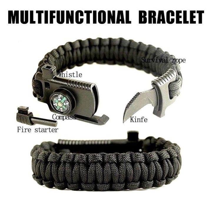 BUSHCRAFT SURVIVAL Paracord Bracelet and 5-in-1 Multi Tool Camping