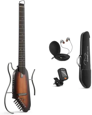Donner HUSH I Silent Acoustic Travel Guitar for Quiet Practice Give Beginner Headless Mute Electric Electronic Guitar HUSH-XFast shipping