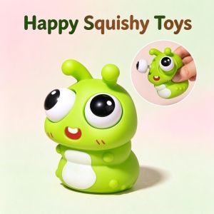 Squishy Toys Pop Eye Caterpillar Cute Insect Plastic Fidget Stress Relief Pocket Interactive Holiday Gift for Kids Girl