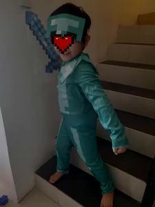 Minecraft  Steve Armor Child Boys Cosplay Costume Dress Up Jumpsuit Suit Full Set Gifts for Children