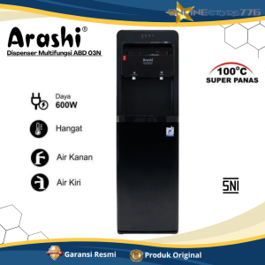 ARASHI Dispenser ABD 05C Black Grey Galon Bawah Digital Hot and Cold 3 Kran - GARANSI RESMI