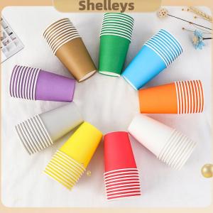 [Shelleys] 10ชิ้น9ออนซ์250มล. ถ้วยกระดาษหนาทึบใช้แล้วทิ้งถ้วยกระดาษสำหรับงานแต่งงานวันเกิดปาร์ตี้วันหยุดของใช้บนโต๊ะอาหารแบบใช้แล้วทิ้ง