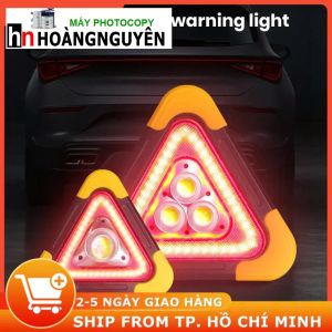 Đèn Tam Giác Size Lớn Đèn LED Cảnh Báo Dừng Đỗ Xe ÔTô Khẩn Cấp (3 LED Trung Tâm) Sạc NL Mặt Trời USB