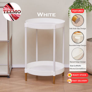 TEEMO Double Layer Light Luxury Round Small Coffee Table Double Layer Beside Table Rack Corner Meja Sisi Bulat Ruang Tamu - Fulfilled by TEEMO SHOP