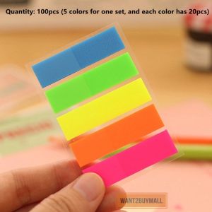 100-200pcs PET Stick Notes Tab Neon Fluorescent Arrow Sticker Transparent Bookmark Marker Memo Sticky Checklist Office