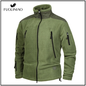 FUGUINIAO New Mens Long Sleeve Tactical Jacket with Velvet Outdoor Winter Clothes Sportwear Set (S-5XL)