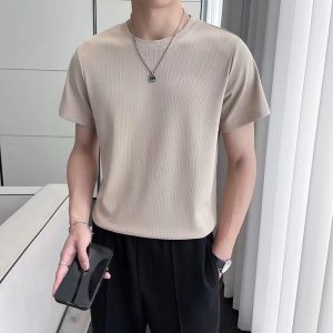 เสื้อยืดแขนสั้นลําลอง คอกลม สีพื้น แฟชั่นยอดนิยม สไตล์เกาหลี สําหรับผู้ชาย