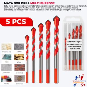 Mata Bor Tombak 5 PCS / Multifungsi hss Triangle Tipped Keramik Plastik Alumunium Besi Beton Kayu