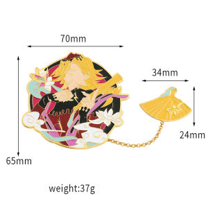 Anime Demon Slayer Brooch Cosplay Figure Rengoku Kyoujurou Douma Badge Enamel Tassel Pendant Brooch Jewelry Accessories Gifts