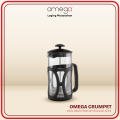 Omega Houseware Crumpet French Press Coffee & Tea Maker Glass Brewer  600ML/800ML/1000ML. 