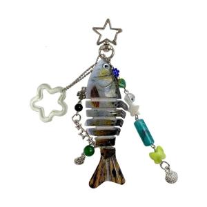 Khớp nối Mồi Câu Cá Keyring cơ thể linh hoạt handmade Keychain trang trí Phụ kiện túi cho người đam mê câu cá