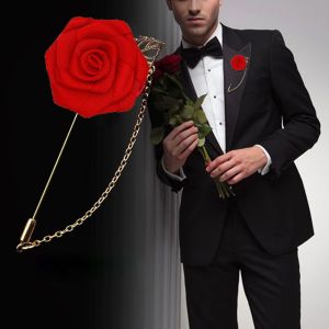 TIMIA Stylish Ceremony Leaf Groom Boutonniere Corsage Roses Lapel Pin Jewelry Brooches Brooch Pins Fashion Accessories