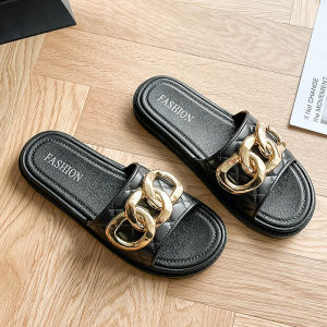 HOT Metal chain platform ladies fashion slippers for women