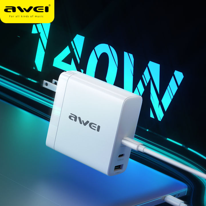 Awei PD21 140W 100w GaN Wall charger 3 Ports PD3.1 Fast Charger USB C ...