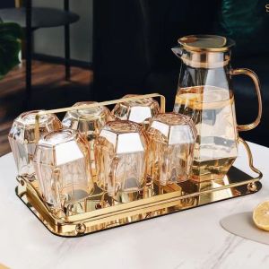 Set Teko Air Kaca Tebal Jug Picher Glass Kettle Air Kaca 7in1