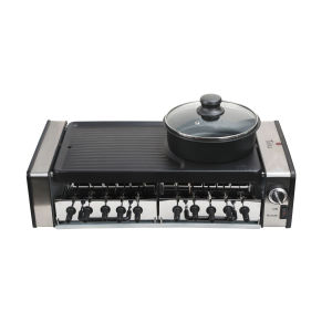 Electric Kabob Grill Toha Multi-purpose electric BBQ grill 10 skewers hotpot reversible stamped