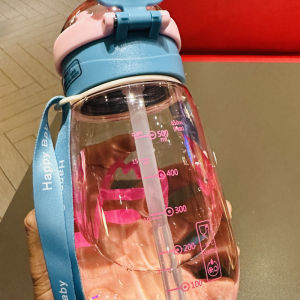 Botol Minum Anak Boneka Bear Tali Panjang Transparant Lucu Dan Unik Anti Tumpah 550ml