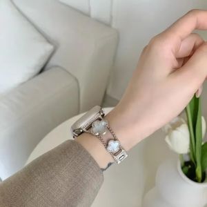 Diamond Four-leaf Clover Metal Strap For Apple Watch Ultra 3 2 49mm Women Band For iWatch Series 11 10 9 8 7 6 46/45/44/42/41/40/38mm Bracelet