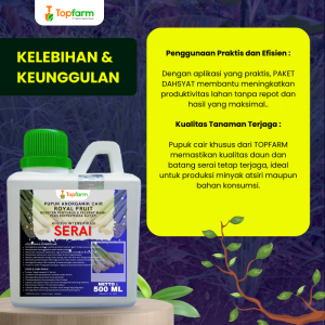 Pupuk Pestisida Topfarm / Pupuk Pembesar Umbi Serai / Pupuk Khusus Tanaman Serai / Obat Jamur Pada Tanaman Serai / Obat Penyubur Tanaman Serai / Obat Semprot Tanaman Serai / Obat Hama Serai Bercak Daun