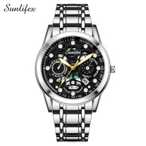 Sunlifex Jam Tangan Pria Berongga Anit Air Cowok Tali Stainless Steel Jam Tangan Laki SL9001