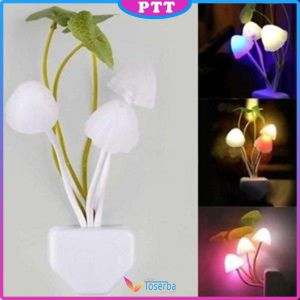 Lampu Tidur Jamur Sensor Mushroom LED Night Lampu Hias Kamar Colokan Dinding Warna Unik ptt