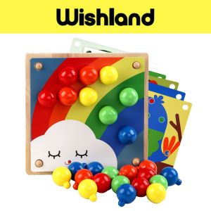 Large Grain Mushroom Nails Ages 3+ Pattern Puzzle Matching Color Gift For Boys and Girls by WISHLAND