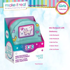 Make It Real 3C4G Retro Gamer Mini Backpack Keychain with Stationery Set (12088) Fashion Stationery Accesorries for Girl